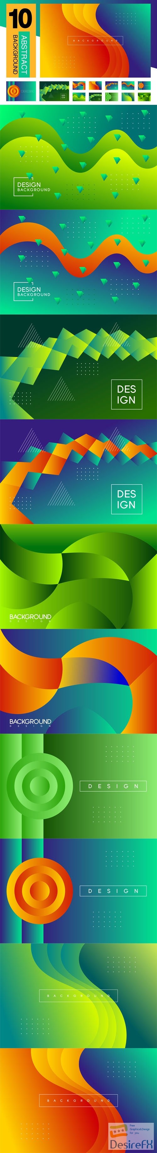 10 Abstract Backgrounds in Vector