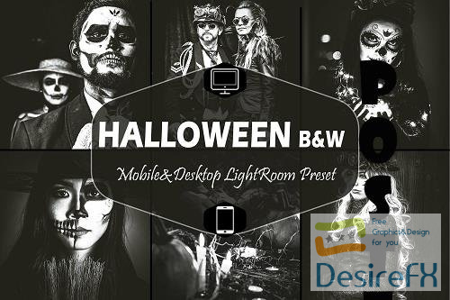 10 Halloween B&amp;W Mobile &amp; Desktop Lightroom Presets - 1590662
