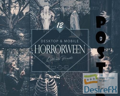 12 Horrorween Lightroom Presets, Moody Halloween Mobile Preset, Dark Horror Desktop LR Filter - 1057969372