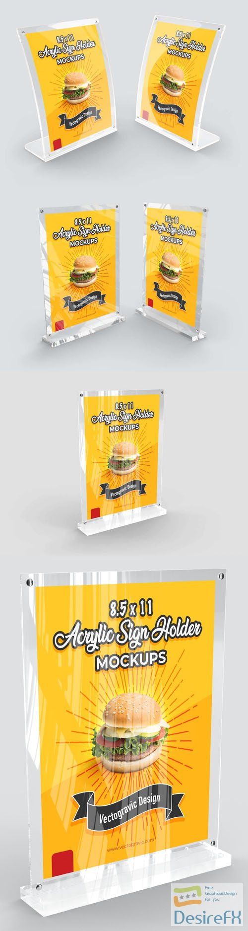 8.5 x 11 Sign Holders PSD Mockups Templates