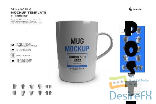 Coffee Mug 3D Mockup Template Bundle - 1586177