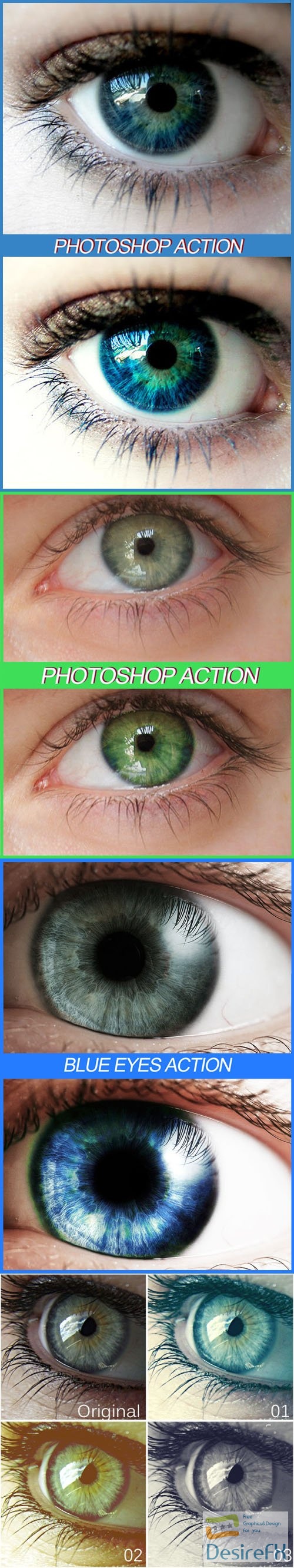 Colored &amp; Bright Eyes Actions for Photoshop