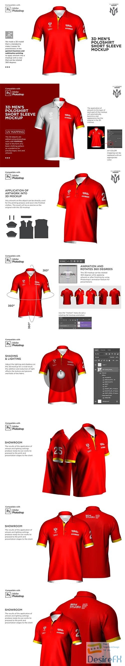 Creativemarket - 3D Poloshirt Short Sleeve Mockup 6453762