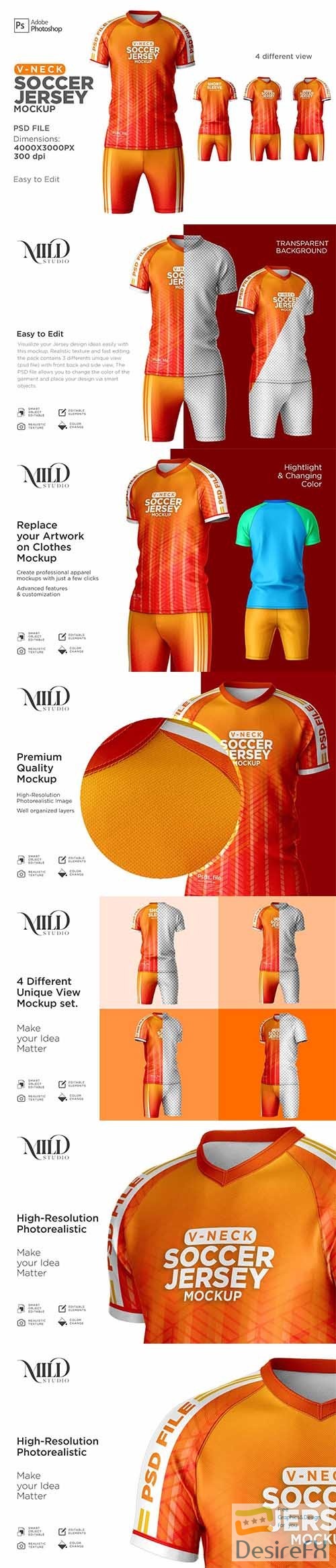 CreativeMarket - Men Soccer Jersey kit Mockup 6294910