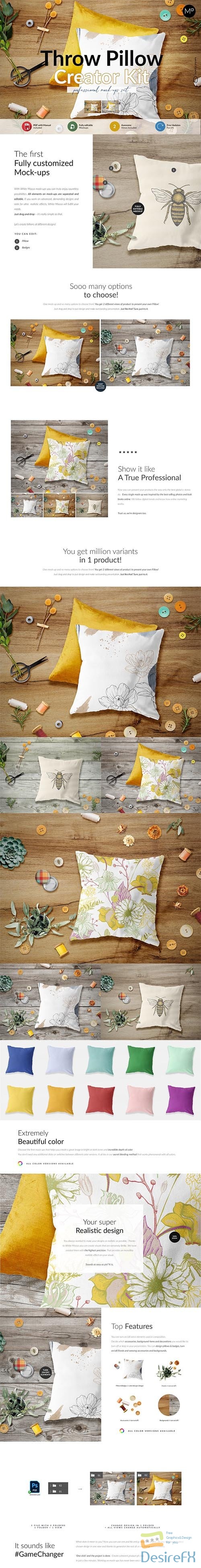 CreativeMarket - Throw Pillow Creator Kit Mock-ups 6132927