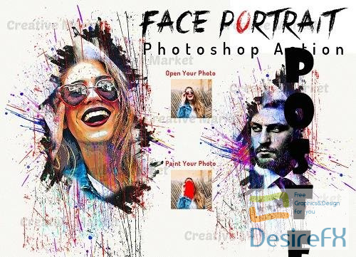 Face Portrait Photoshop Action - 6495555