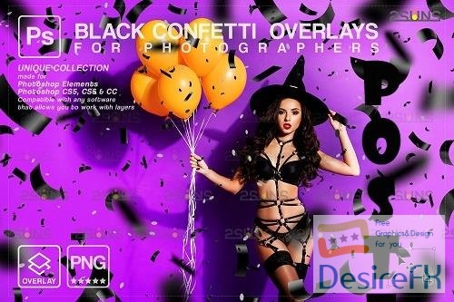 Halloween confetti photoshop overlay & Black Confetti png - 1583929