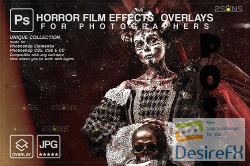 Horror effects, Film Grain Textures, Scratch Photo Overlays V3 - 1447900