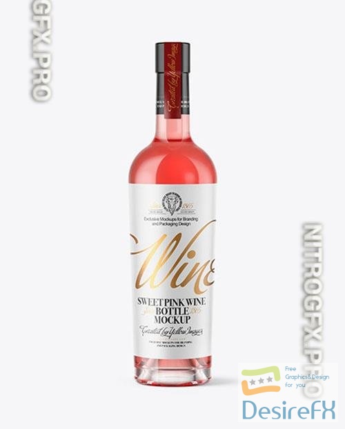 Pink Wine Bottle With Cork Mockup 46368