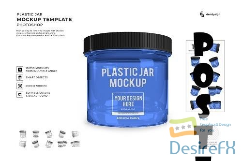 Plastic Jar Packaging 3D Mockup Template Bundle - 1599006