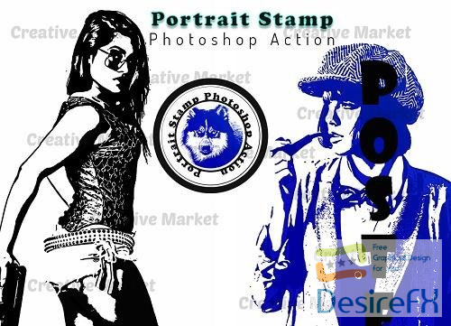 Portrait Stamp Photoshop Action - 6483292
