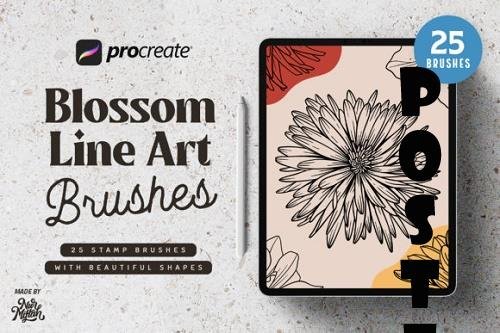 Procreate Blossom Line Art Brushes
