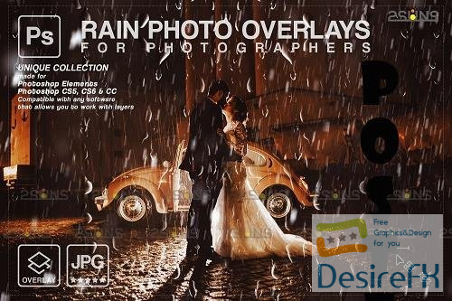 Rain overlay &amp; Photoshop overlay Realistic falling rain - 1584028