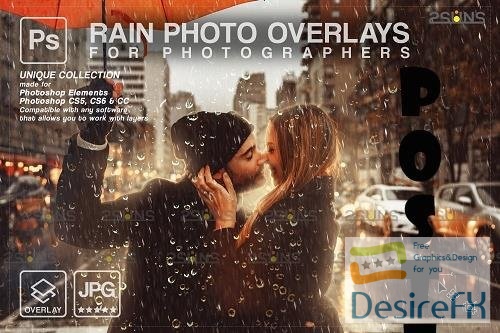 Rain overlay & Photoshop overlay Realistic falling rain V2 - 1584033