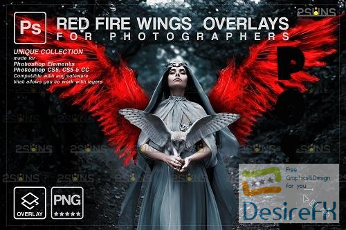 Red Fire wings overlay &amp; Halloween overlay, Photoshop overlay - 1447883