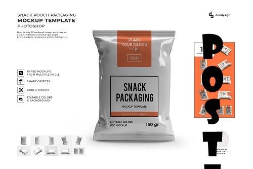 Snack Pouch Packaging 3D Mockup Template Bundle - 1512104