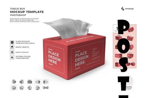 Tissue Box Packaging 3D Mockup Template Bundle - 1512223