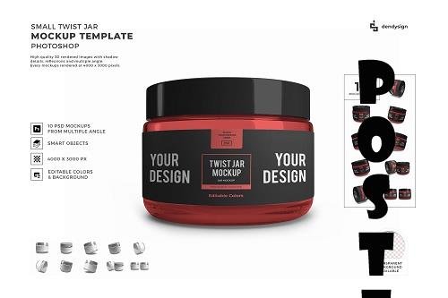 Twist Jar Packaging 3D Mockup Template Bundle - 1512242