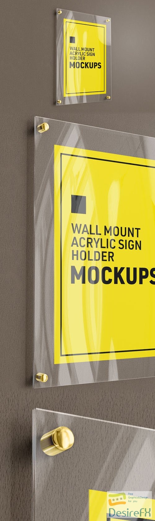 Wall Mount Glass Sign Holder PSD Mockup Template