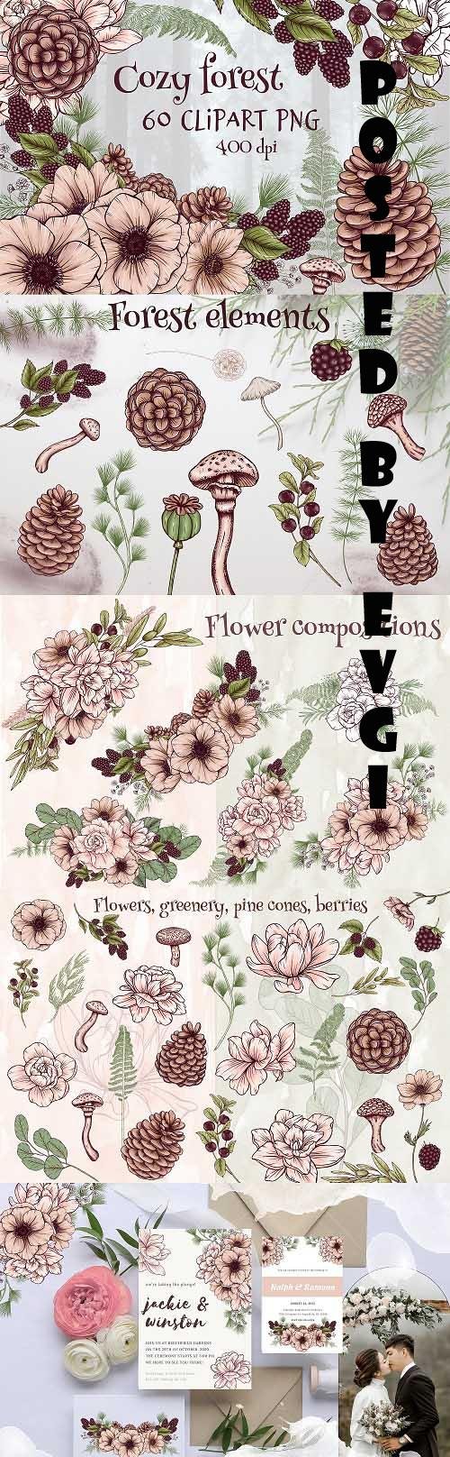 Woodland png files,forest wedding design elements clipart - 1564907
