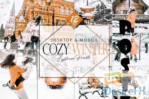 12 Cozy Winter Lightroom Presets, Bright Snow Mobile Preset, Light Orange Desktop LR Filter