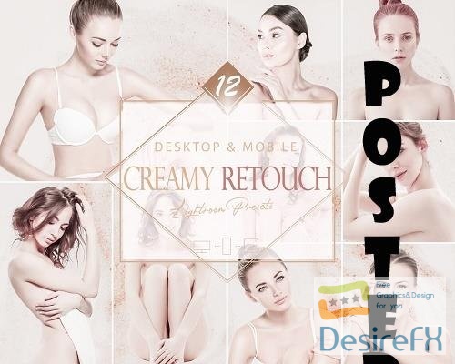 12 Creamy Retouch Lightroom Presets, Cream Bright Mobile Preset, Nude Desktop LR Filter