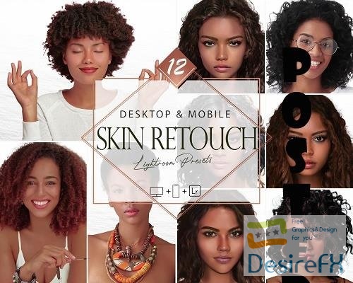 12 Skin Retouch Lightroom Presets, Beauty Black Mobile Preset, Makeup Bright Desktop LR Filter