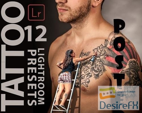 12 Tattoo Lightroom Presets, Retouch Mobile Preset, Sharp Bright Desktop LR Filter