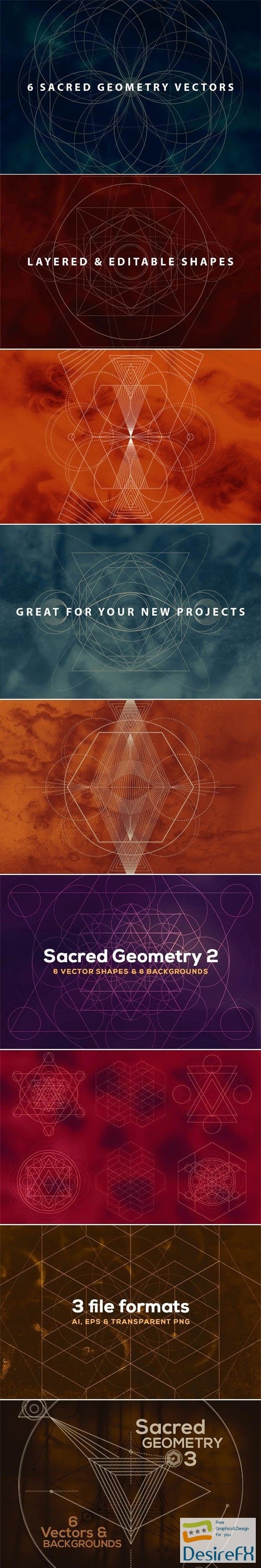 18 Sacred Geometry Vectors + Backgrounds