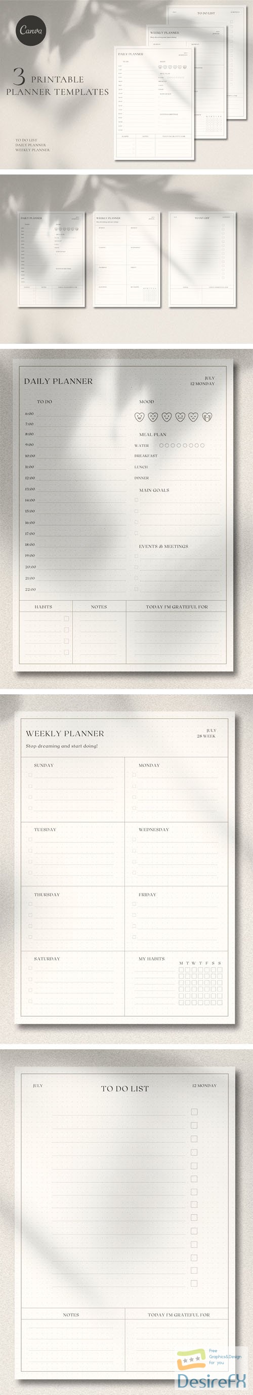 3 Printable Planner Templates