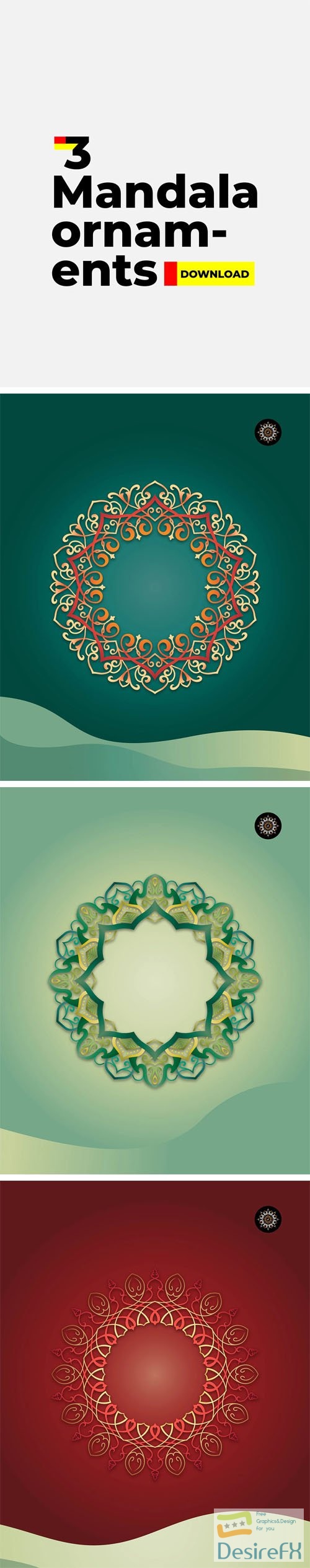 3 Vector Mandala Ornaments Templates