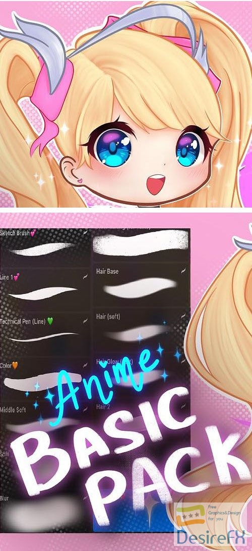 8 Drawing Anime Brushes Pack for Procreate
