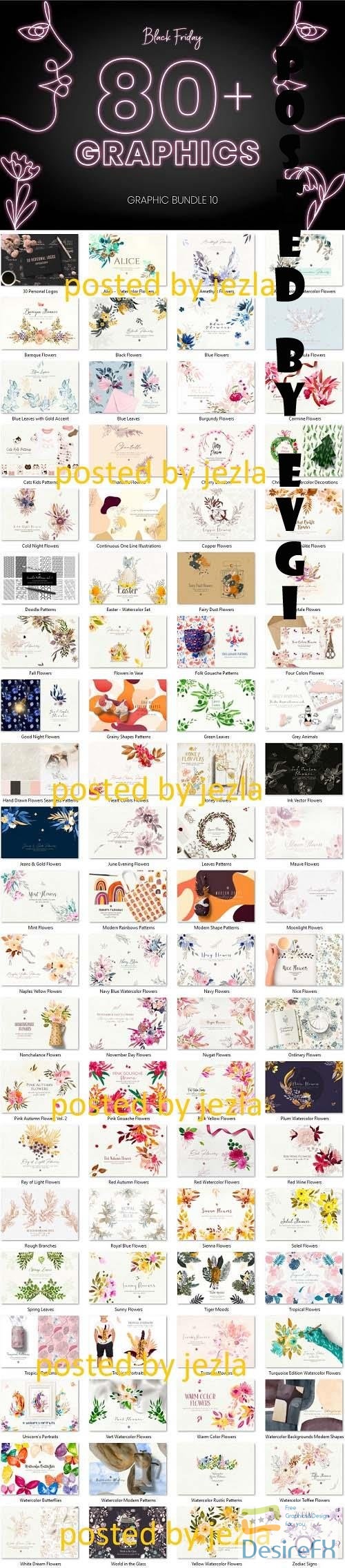 Black Friday Graphic Bundle 10 - Flowers, Decorations, Seamless Patterns