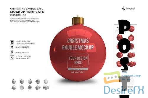 Christmas Bauble Ball 3D Mockup Template Bundle - 1625652