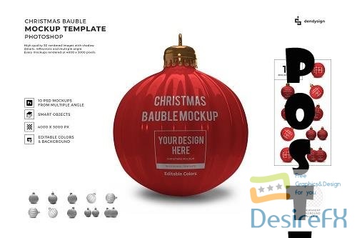 Christmas Bauble Ball 3D Mockup Template Bundle Vol 3 - 1635921