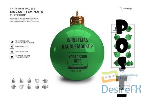 Christmas Bauble Ball 3D Mockup Template Bundle Vol 5 - 1641736