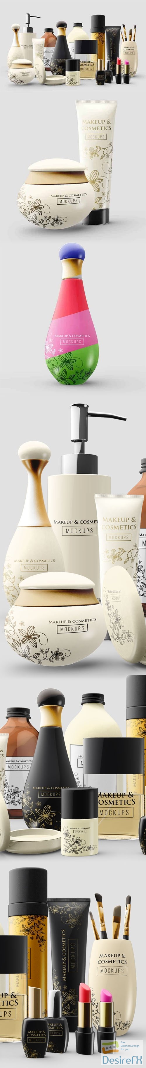 Cosmetic &amp; Makeup Accessories PSD Mockups Templates