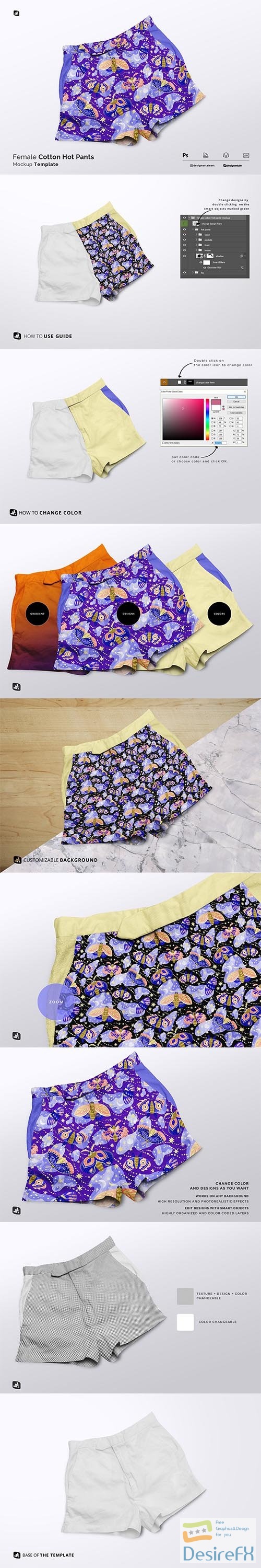 CreativeMarket - Female Cotton Hot Pants Mockup 6211883