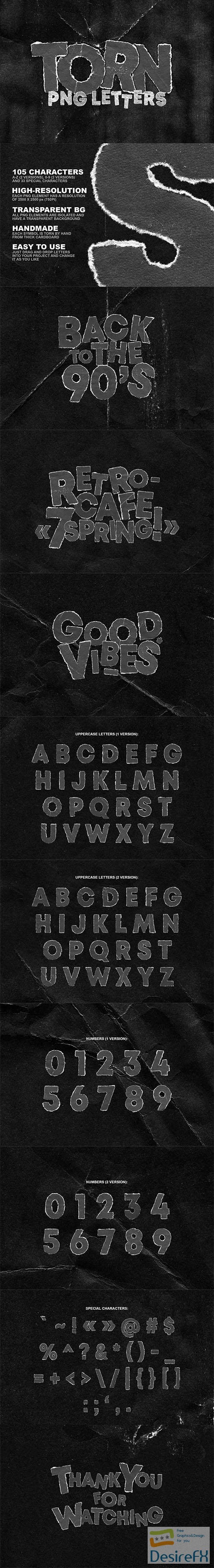 CreativeMarket - TORN PNG LETTERS PACK 6110497