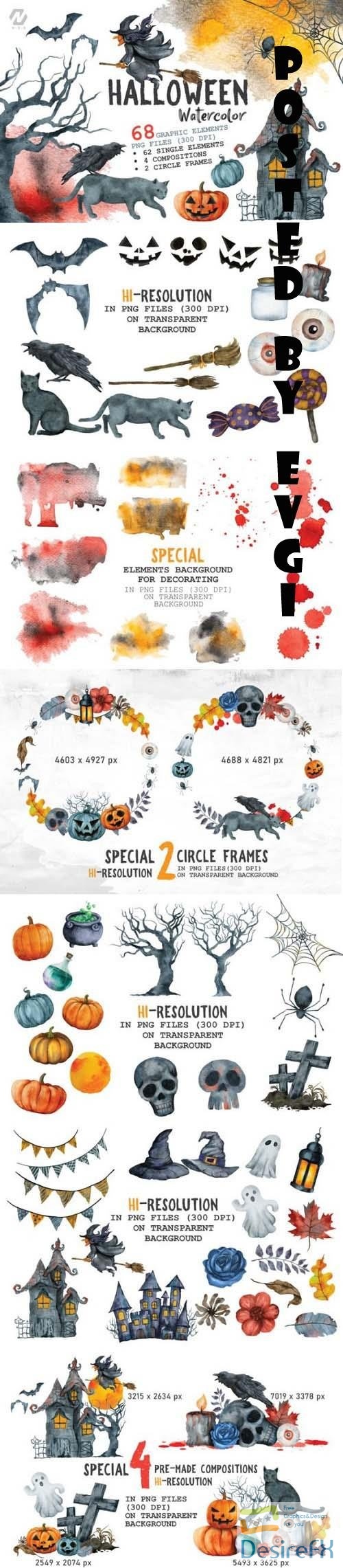 Halloween Watercolor Arts Collection