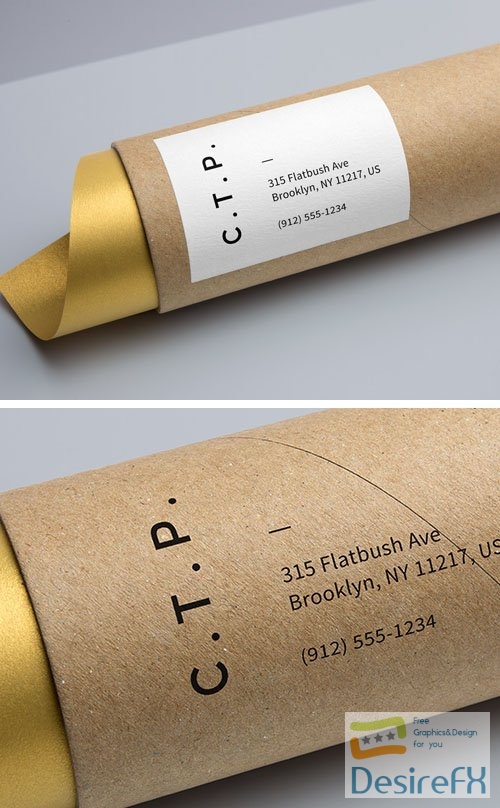 Photorealistic Presentation - Cardboard Tube Packaging PSD Mockup Template
