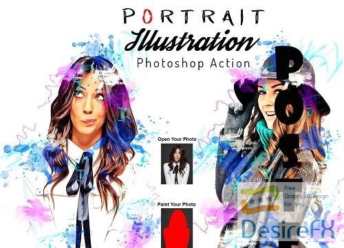 Portrait Illustration PS Action - 6600046
