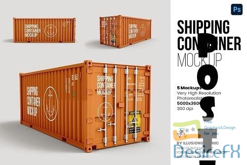 Shipping Container Mockup - 5 views - 6308053