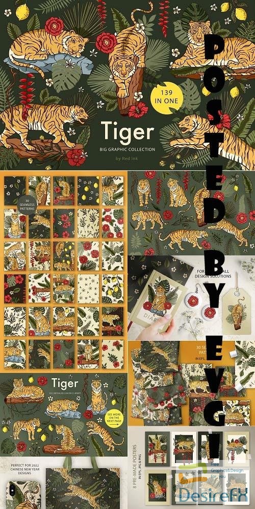 Tiger illustration. Graphic bundle - 6533815