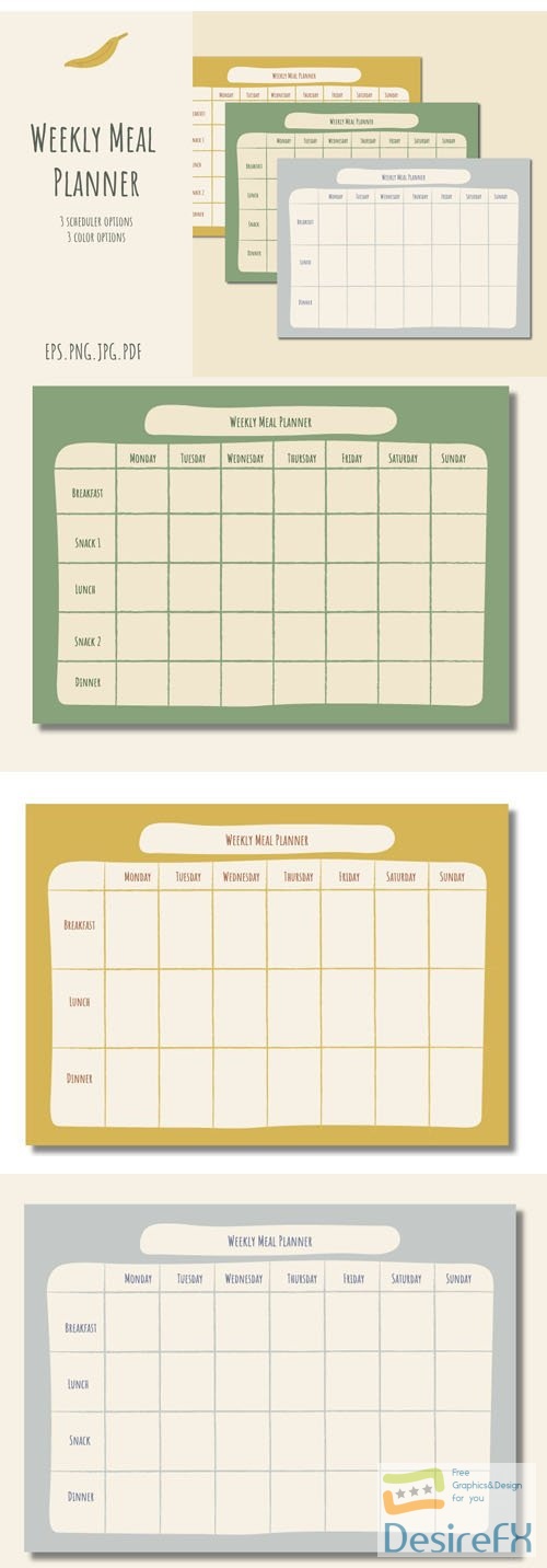Weekly Meal Planner Vector Templates