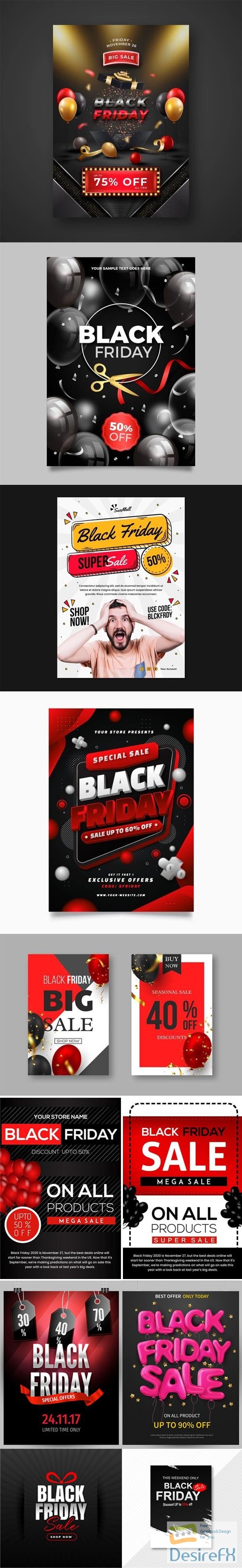 12 Black Friday Posters Vector Design Templates