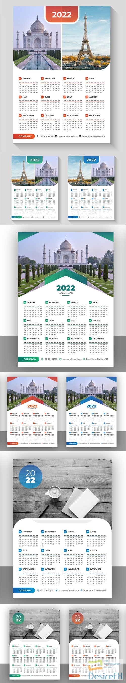 18 Calendar 2022 Vector Templates Vol.2