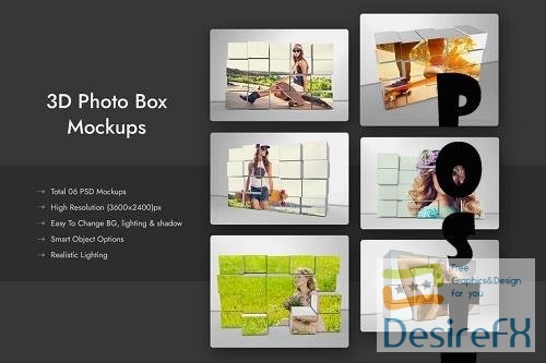 3D Photo Box Mockups &amp; Photo Template - MSVVH6D