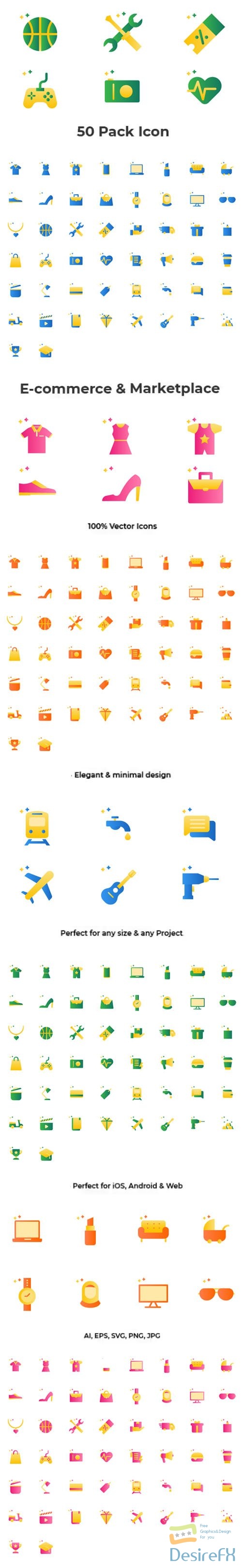 50 E-Commerce Vector Icon Pack