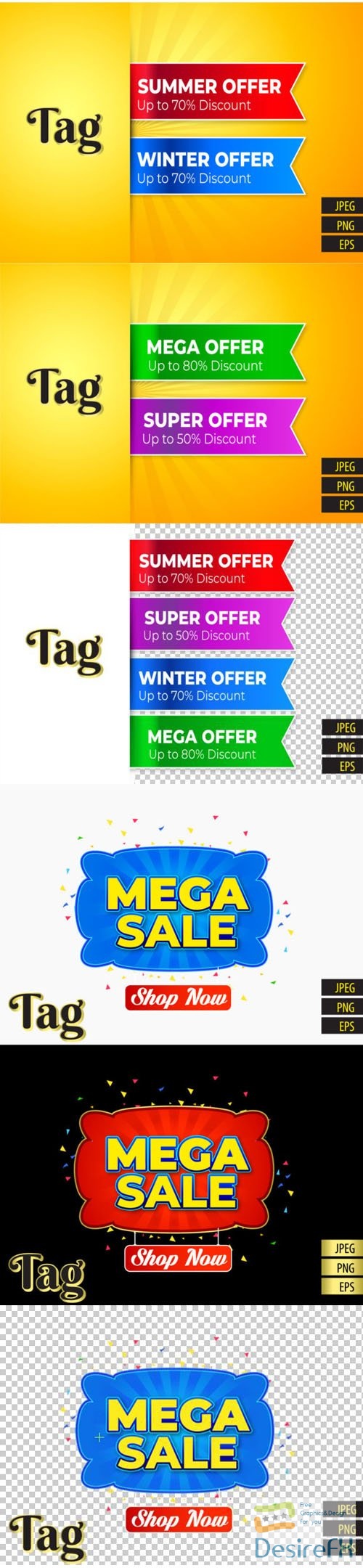 6 Sale Tags Vector Templates